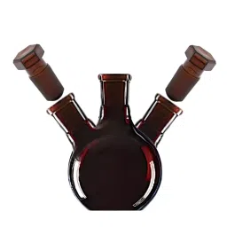 ABGIL 500 ml Boiling Flask Flat Bottom Amber 3 Neck with Interchangeable Stopper for Side Neck Joints, FB-301-06-31