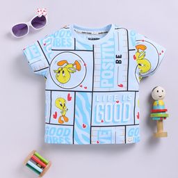 Happy Faces Kids Girls Tweety Printed Pure Cotton T-Shirt-image-82