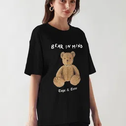 TOGS & TERRE Oversized Typography Printed Round Neck Drop Shoulder Sleeves Cotton T-shirt-image-96