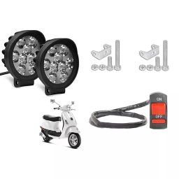 Cartronics 9 Round Cap LED Fog Light With On/Off Switch for Piaggio Vespa LX 125(Set of 2 Pcs)-30