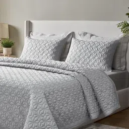SANSAAR A DDECOR BRAND LIVE CONSCIOUSLY Beige Self Design Cotton 3 Piece Bedding Set-image-76