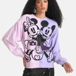 Kazo Mickey And Minnie Mouse Disney Printed Color Block Sweat-picture-13