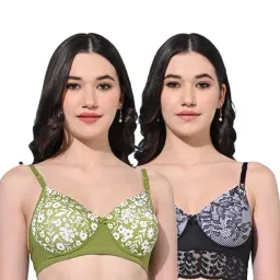 FIMS Green & Black Printed Bras - Pack Of 2-image-84