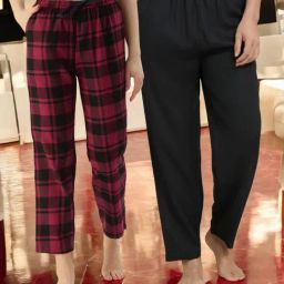 Kryptic Black & Maroon Cotton Relaxed Fit Printed Lounge Pants - Pack of 2-image-77