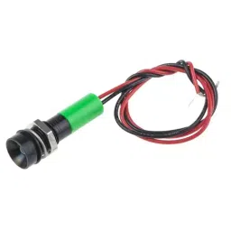 RS PRO Green Panel Mount Indicator 220V AC, Mounting Hole Size 8 mm, Termination Type Lead Wires, IP Rating IP67, Model No 7239652-41