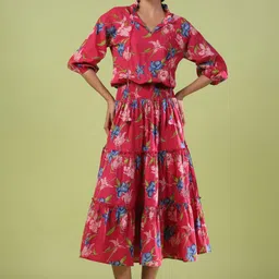 anayna Printed Tiered Flared Maxi Ethnic Dress-image-46