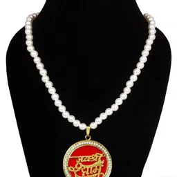 Airtick Big Shri Baba Khatu Shyam/Barbarika Ji Pendant Locket Necklace Beads/Moti Mala-19