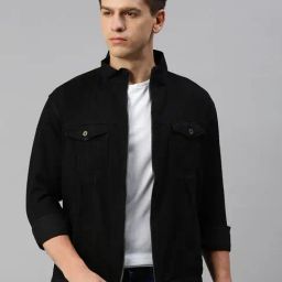 SHOWOFF Black Regular Fit Denim Jacket-15