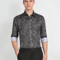 Arrow Purple Cotton Regular Fit Printed Shirt-image-48