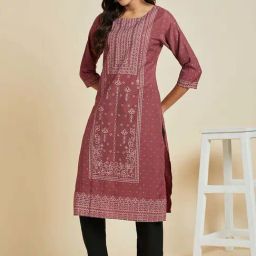 RAMAS Rust Printed Straight Kurta-11