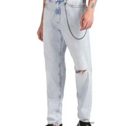 Calvin Klein Jeans Blue Cotton Tapered Fit Distressed Jeans-picture-4