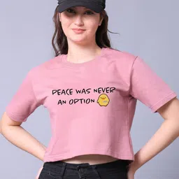 Lazy Lush Typography Printed Cotton Crop Tshirts-image-41