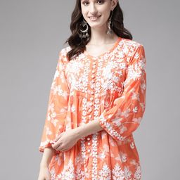 ADA Floral Embroidered Chikankari Kurti-picture-41