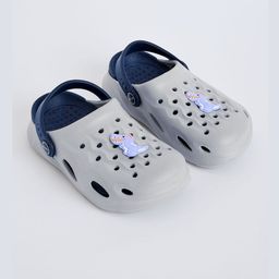 Hopscotch Unisex Kids Grey Round Toe Animal Applique Clogs-picture-31