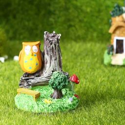 Tayhaa Green & Brown Resin Cute & Adorable Owls Under A Tree Showpiece - Set of 2-image-35