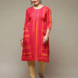 Rangriti Fuchsia Cotton Printed A Line Kurta-picture-23