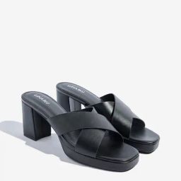 LUNA BLU by Westside Black Criss-Cross Platform Sandals-image-89