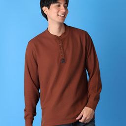 V-Mart Men Solid Mandarin Collar Cotton T-shirt-image-69