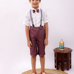 BAESD Boys Printed Short Sleeves Shirt With Shorts & Suspenders-image-132