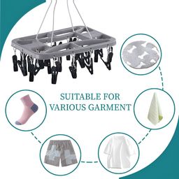 Aura Set Of 2 Grey Cloth Drying Stand Hanger image 4