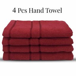 Sassoon Melrose 380 GSM Cotton Hand Towel Set of 4 - Burgundy-image-19
