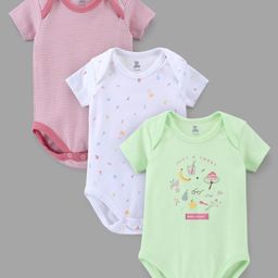 I Bears Half Sleeves Striped Onesies Fruits Print Pack of 3 - Green White Red-image-17