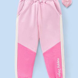 Babyhug Cotton Knit Full Length Lounge Pant Text Print - Pink-image-93