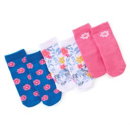 Cute Walk by Babyhug Anti Bacterial Ankle Length Socks Floral Design Pack Of 3 - Multicolour-image-78