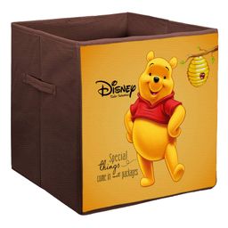 Kuber Industries Disney Winnie-The-Pooh Print Non Woven Fabric Foldable Large Size Storage Cube Toy,Books,Shoes Storage Box With Handle Brown-60