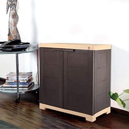 Cello Novelty Compact Plastic 2 Door Cupboard With Shelf Brown and Beige-image-44