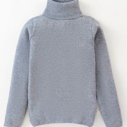 Yellow Apple Viscose Knit Full Sleeves Turtle Neck Solid Colour Winter T-Shirt - Grey-image-26