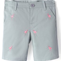 ToffyHouse Single Jersey Knit Knee Length Shorts with Flamingo Embroidery - Mint-image-82