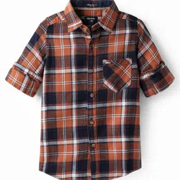 Noddy Full Sleeves Checked Shirt - Orange-picture-31