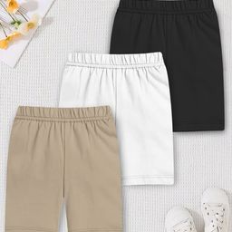 Trampoline Cotton Lycra Pack Of 3 Solid Cycling Shorts - Multi Colour-image-51