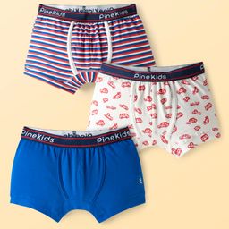 Pine Kids Cotton Elastane Knit Trunks with Stripe & Vehicle Print Pack of 3 (Colour May Vary)-picture-45