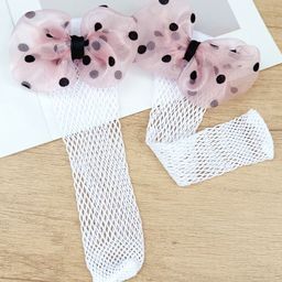 Kidofash Polka Dots Designed Bow Lace Applique Detailed Stockings - White-image-15