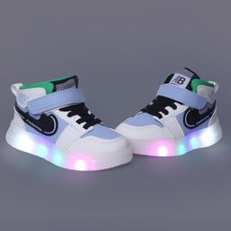NEW STEPS Colour Blocked LED Velcro Closure Shoes - White-image-88
