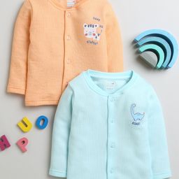 BUMZEE Cotton Knit Full Sleeves Jhablas With Animal Print Pack Of 2 - Light Blue & Orange-picture-22
