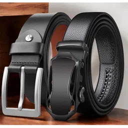 The Roadster Lifestyle Co Set Of 2 Leather Textured Formal Belts-image-63