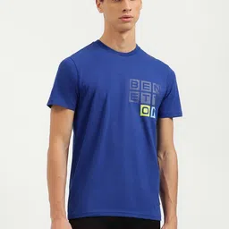 United Colors of Benetton Men Typography Printed Pure Cotton Applique T-shirt-image-96