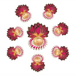 PUFFSMART Pink & Gold-Toned 8 Pieces Candle Holder-image-11