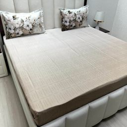 Pure Decor Royal Majestic Brown Printed 400 TC Pure Cotton King Bedsheet Set 2.74 x 2.74 m-picture-34