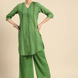 Anouk Women Geometric Print Pure Cotton Straight Kurta with Palazzos-picture-2