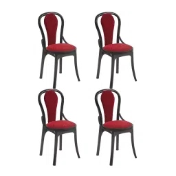 Supreme Pearl Super Laquered Polish Armless Chair with Cushioned Seat and Back Red-Black (Set of 4)-image-11