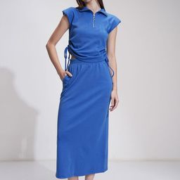Tokyo Talkies Pure Cotton Shirt Collar Top & Midi Skirt-picture-36