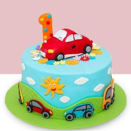 Colorful Car First B'day Cake-image-39