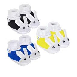 NESKA MODA 0 To 6 Month Newborn Baby Boy & Girls 3 Pair Set Soft Cotton Rabbit Slip On Baby Booties-image-64