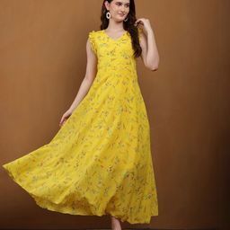 VIVIENT Women Floral Print Georgette Fit & Flare Maxi Dress-image-52