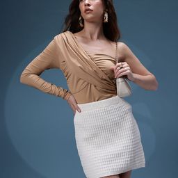 bebe One Shoulder Ruched Layered Fitted Top-picture-14