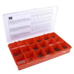 RS PRO 890 piece E Type, External, Internal Stainless Steel Circlip Kit for 2.25 - 12 mm, 4 - 16 mm, 8 - Model No 278360-2